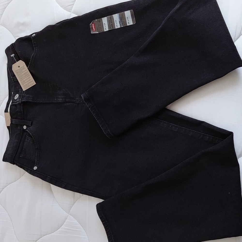 Levi's High Waisted Mom Jeans Flash Black Sz 26 Nwt - Picture 5 of 12